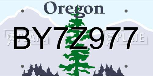 BY7Z977 Oregon License Plate