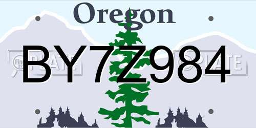 BY7Z984 Oregon License Plate