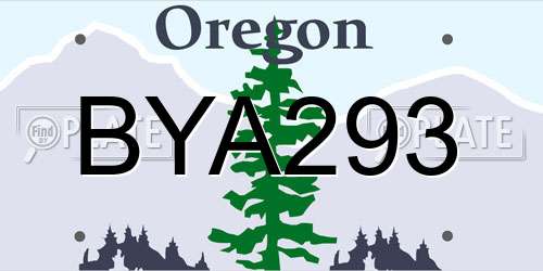 BYA293 Oregon License Plate