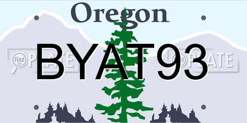 BYAT93 Oregon License Plate