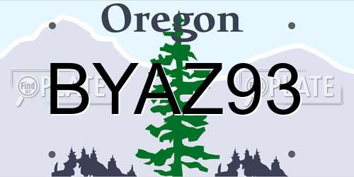 BYAZ93 Oregon License Plate