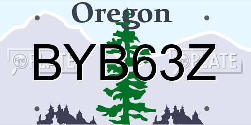 BYB63Z Oregon License Plate