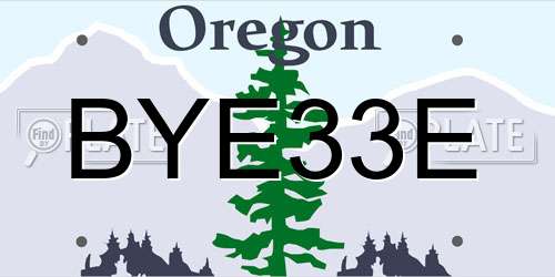 BYE33E Oregon License Plate