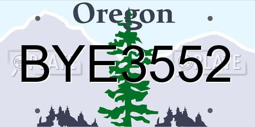 BYE3552 Oregon License Plate