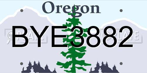 BYE3882 Oregon License Plate