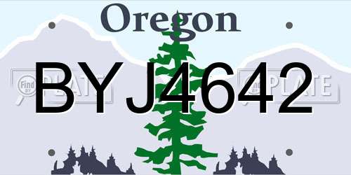 BYJ4642 Oregon License Plate