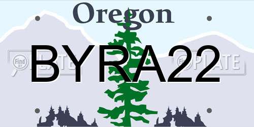 BYRA22 Oregon License Plate