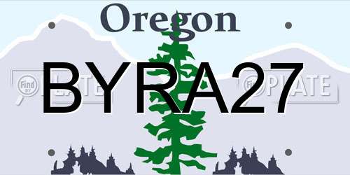 BYRA27 Oregon License Plate