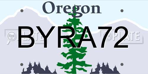 BYRA72 Oregon License Plate