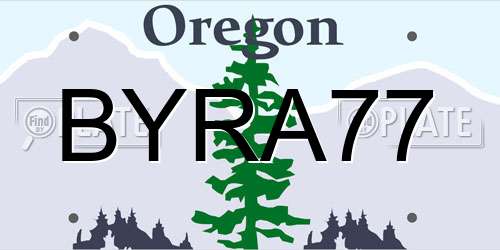 BYRA77 Oregon License Plate