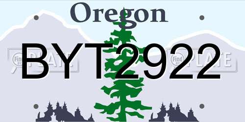 BYT2922 Oregon License Plate
