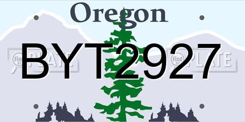 BYT2927 Oregon License Plate