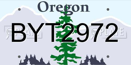 BYT2972 Oregon License Plate