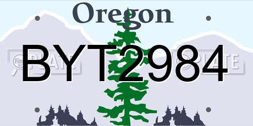 BYT2984 Oregon License Plate