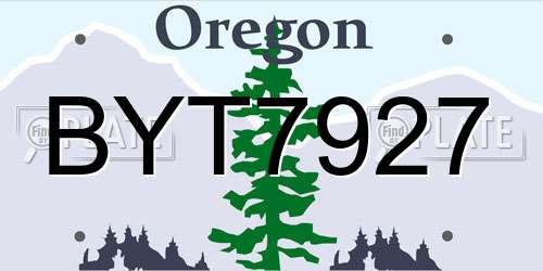 BYT7927 Oregon License Plate