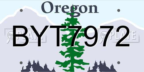 BYT7972 Oregon License Plate