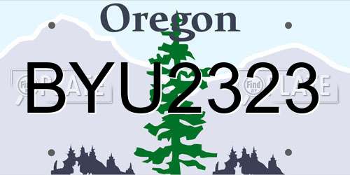 BYU2323 Oregon License Plate