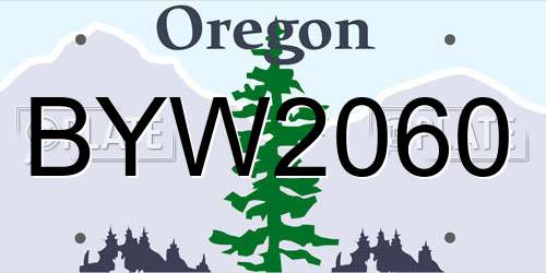 BYW2060 Oregon License Plate