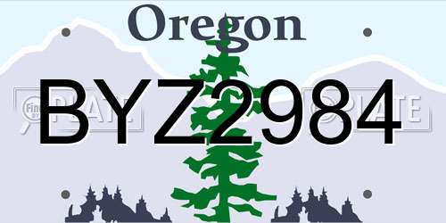 BYZ2984 Oregon License Plate