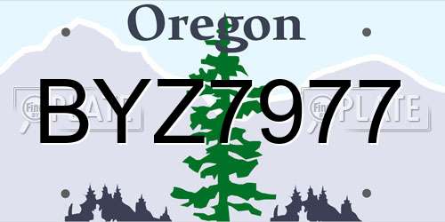 BYZ7977 Oregon License Plate