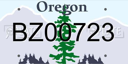 BZ00723 Oregon License Plate