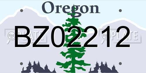 BZ02212 Oregon License Plate