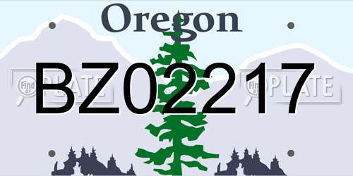 BZ02217 Oregon License Plate