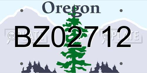 BZ02712 Oregon License Plate