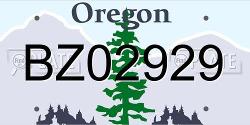 BZ02929 Oregon License Plate