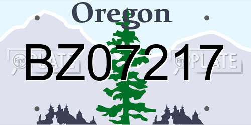 BZ07217 Oregon License Plate