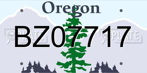 BZ07717 Oregon License Plate