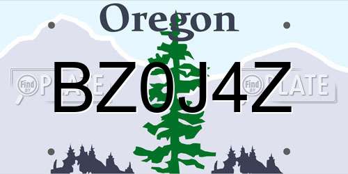 BZ0J4Z Oregon License Plate