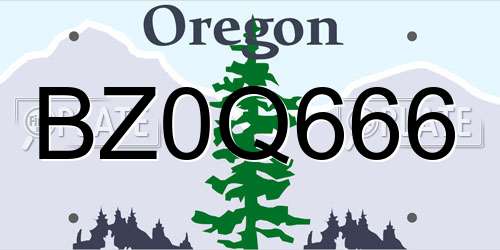 BZ0Q666 Oregon License Plate
