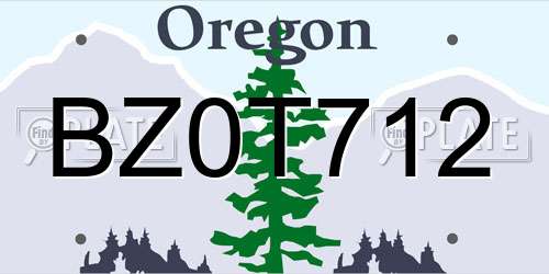 BZ0T712 Oregon License Plate
