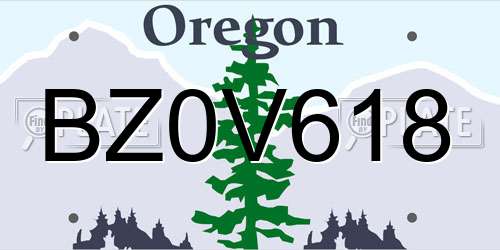 BZ0V618 Oregon License Plate