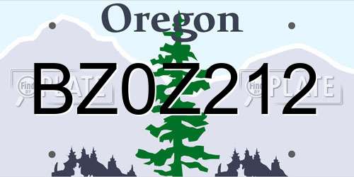 BZ0Z212 Oregon License Plate