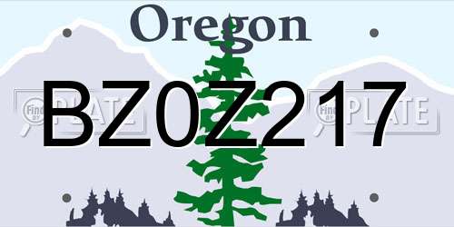 BZ0Z217 Oregon License Plate