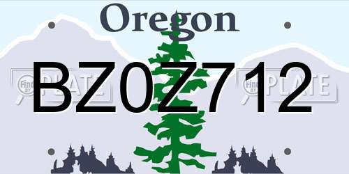 BZ0Z712 Oregon License Plate