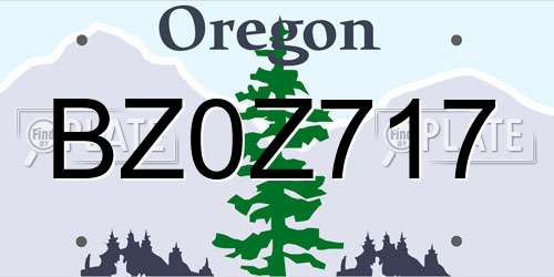 BZ0Z717 Oregon License Plate