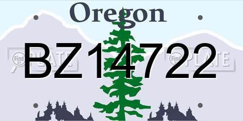 BZ14722 Oregon License Plate