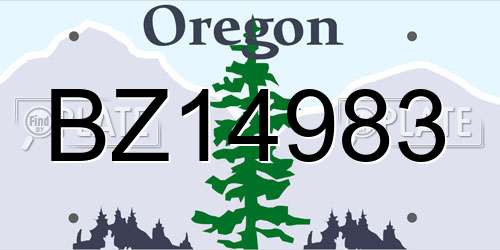 BZ14983 Oregon License Plate