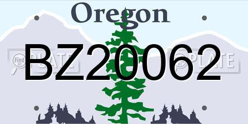 BZ20062 Oregon License Plate