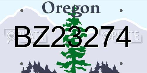 BZ23274 Oregon License Plate