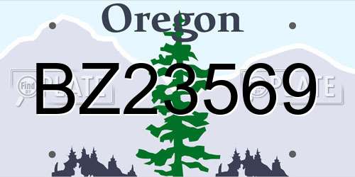 BZ23569 Oregon License Plate