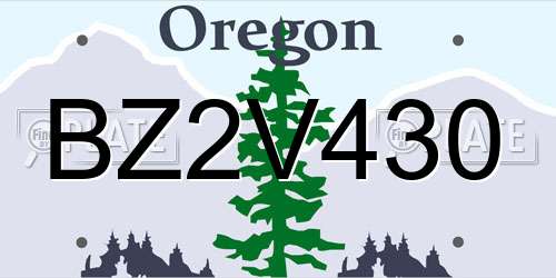 BZ2V430 Oregon License Plate