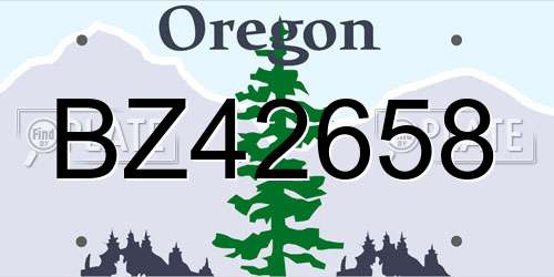 BZ42658 Oregon License Plate