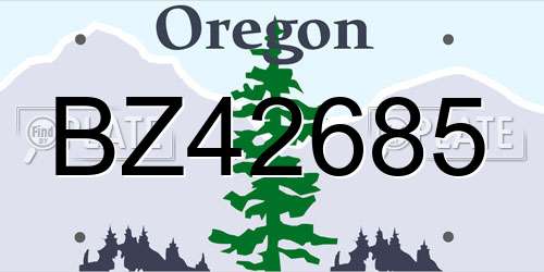 BZ42685 Oregon License Plate