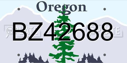 BZ42688 Oregon License Plate