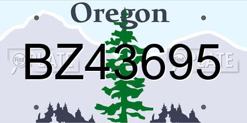 BZ43695 Oregon License Plate