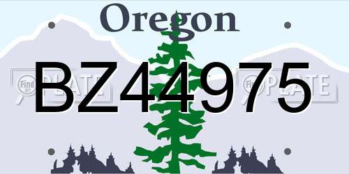 BZ44975 Oregon License Plate